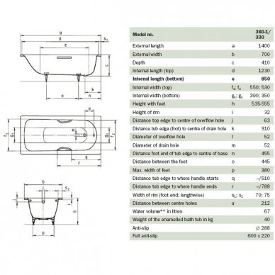 Plieninė vonia Kaldewei Saniform Plus - Plieno storis 3.5mm 3