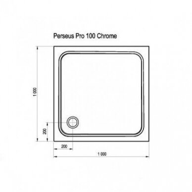Ravak kvadratinis dušo padėklas Perseus Pro Chrome 1000x1000 2